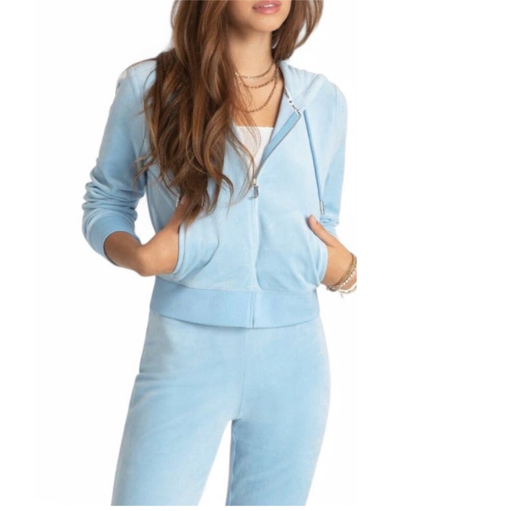 NWT Juicy Couture Velour Track Suit Pants Hooded Jacket Bling Sz Large New $199 - Picture 4 of 16